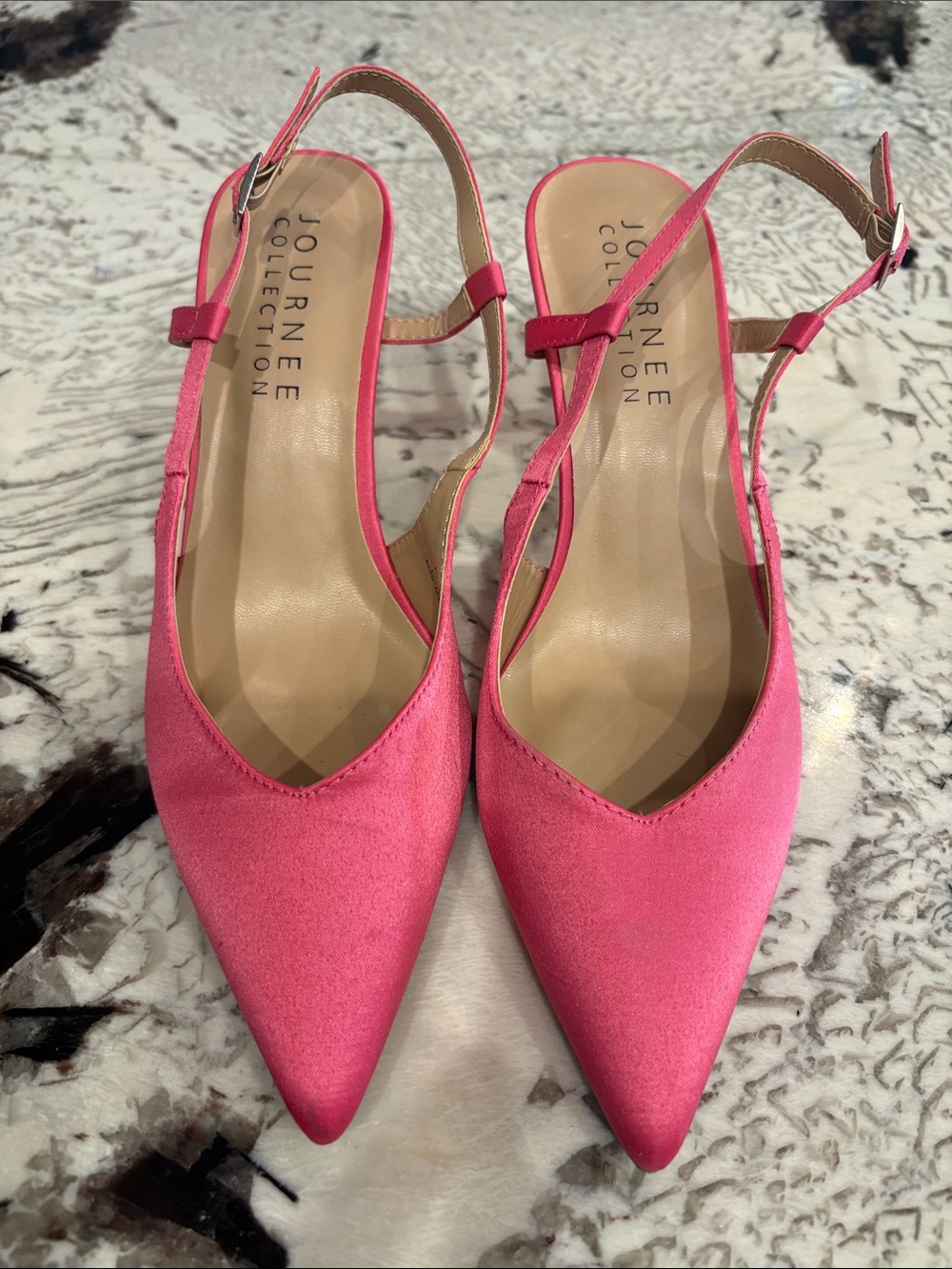Journee Collection Pink Pointed Slingback Heels